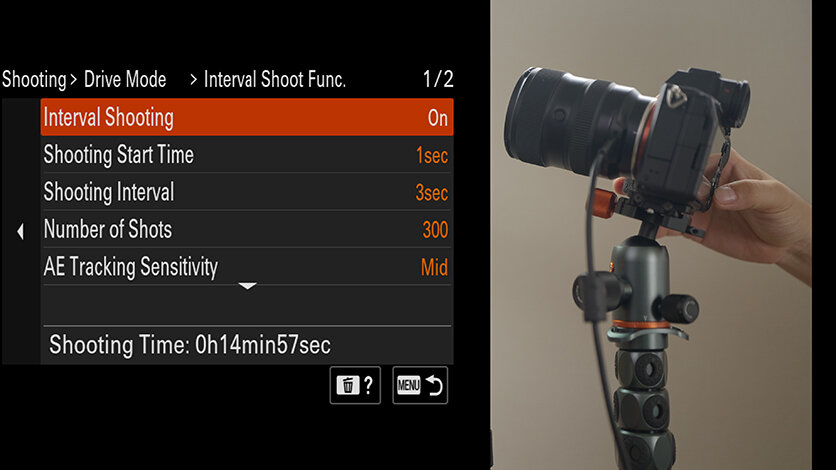 ⑤カメラ側のインターバル設定