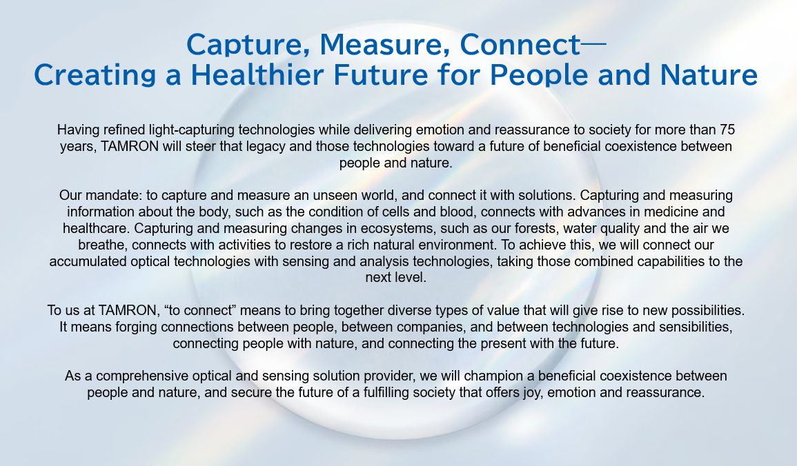 Long-term Vision "Capture, Measure, Connect—Creating a Healthier Future for People and Nature"
